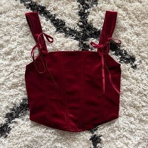 Forever 21 Burgundy Velvet Crop Top